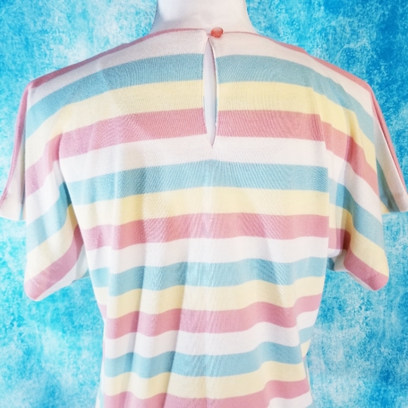 VTG 80s Career Guild Pastel Striped Dolman Top - Picture 8 of 14